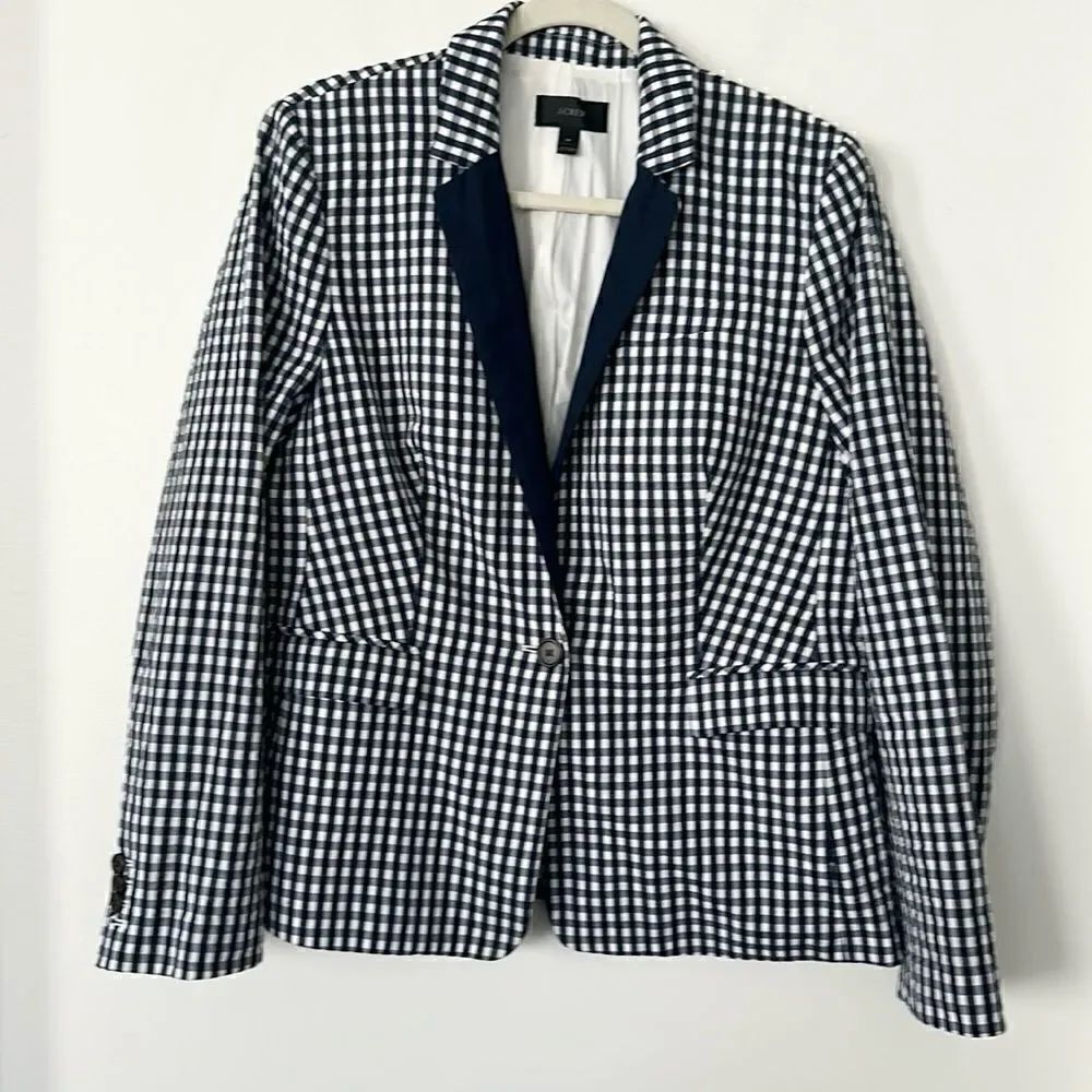 J. Crew Puckered Gingham Blazer Jacket 14